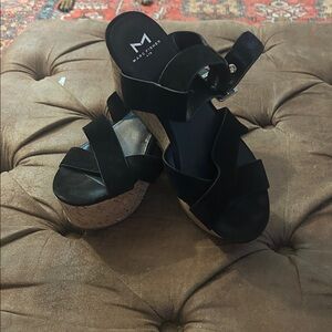 Marc Fisher Black Wedge Sandals